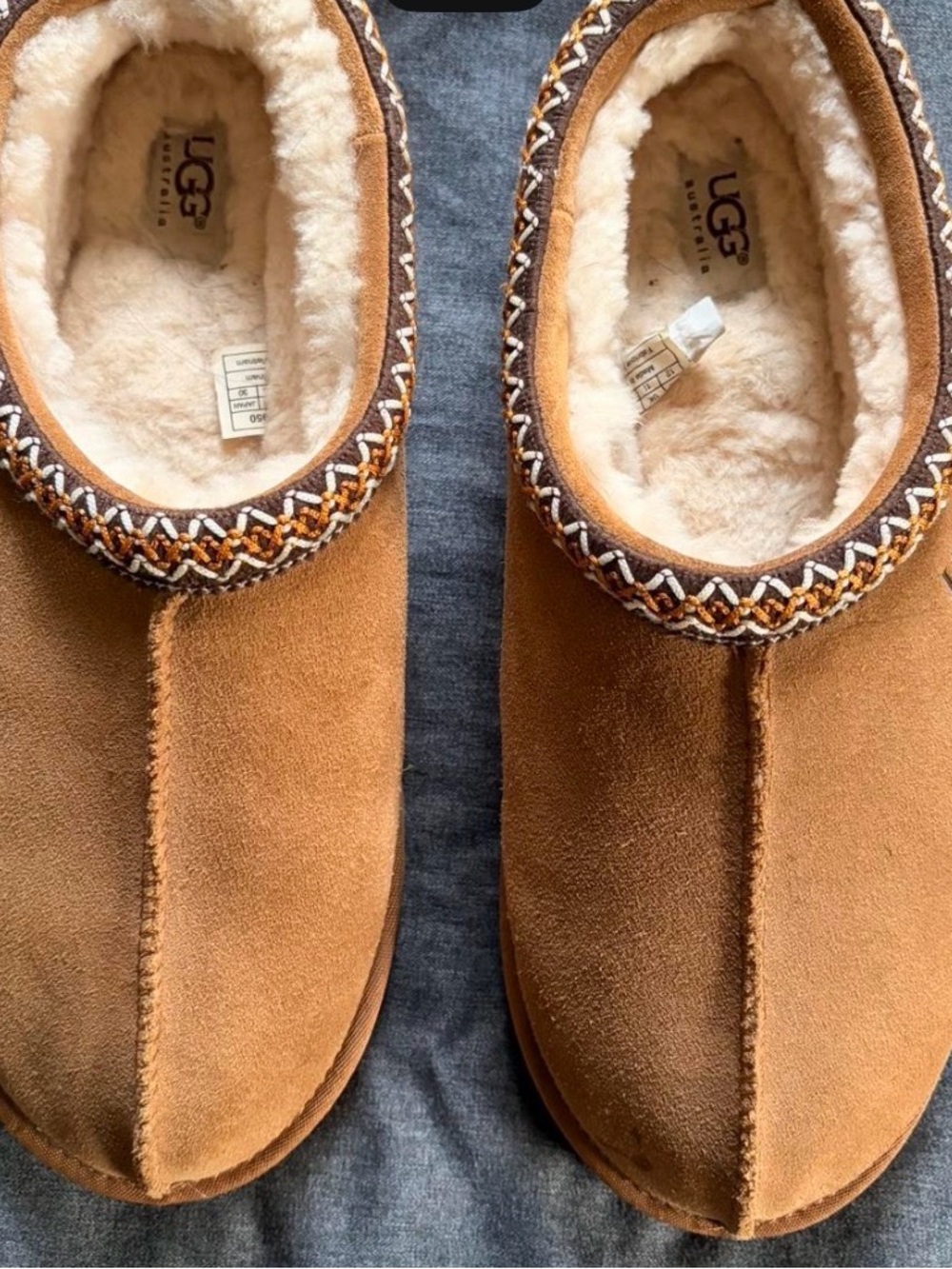 UGG Chestnut/Tan Suede Shearling Slip-On Mules - Picture 2 of 2